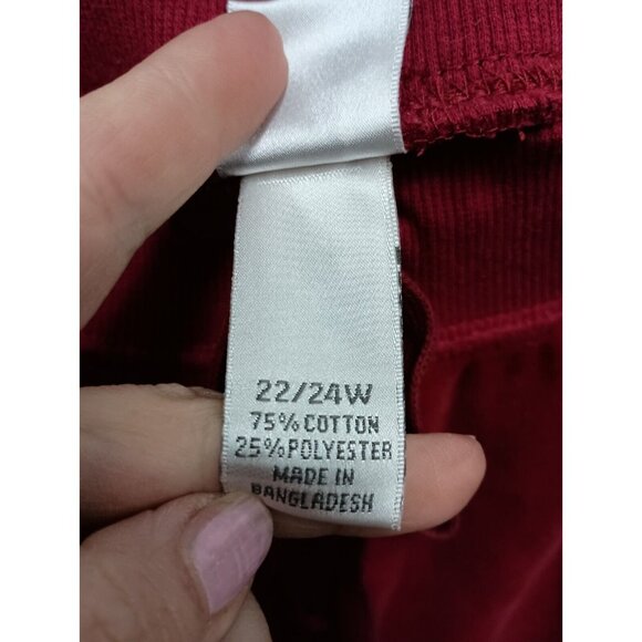 Vintage 90s Just My Size Womens Velvet Pants 22/24 Red Embellished Active - Picture 8 of 9